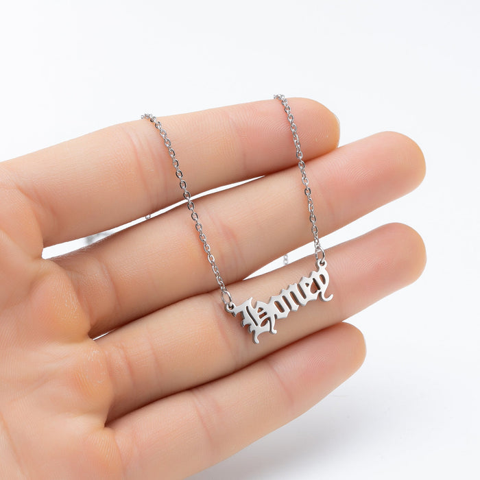 Wholesale stainless steel angel letter necklace JDC-NE-SS004 Necklaces 双硕 Honey steel color Wholesale Jewelry JoyasDeChina Joyas De China