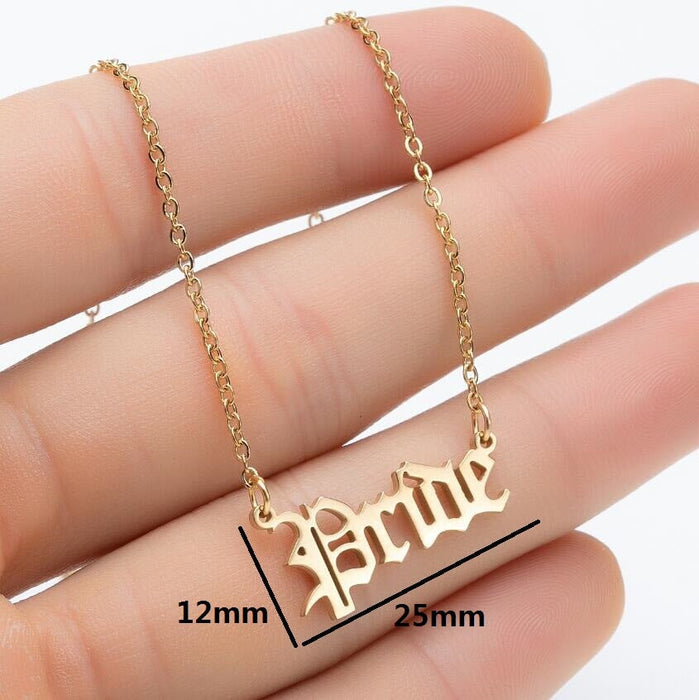 Wholesale stainless steel angel letter necklace JDC-NE-SS004 Necklaces 双硕 Prince gold Wholesale Jewelry JoyasDeChina Joyas De China