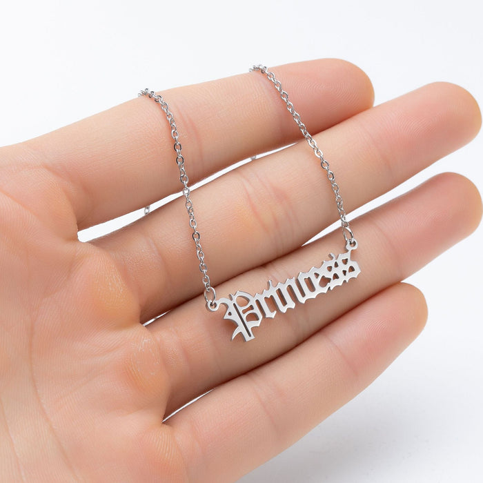 Wholesale stainless steel angel letter necklace JDC-NE-SS004 Necklaces 双硕 Princess steel color Wholesale Jewelry JoyasDeChina Joyas De China