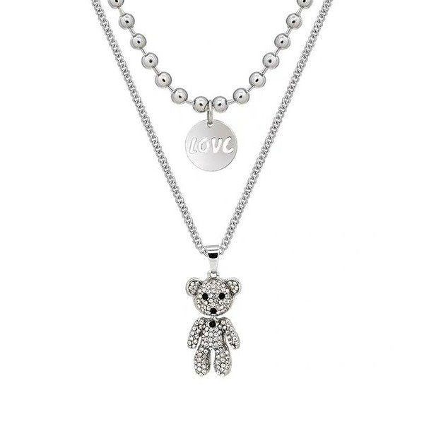 Wholesale stainless steel bear necklace JDC-NE-YinX021 NECKLACE 伊杏 Wholesale Jewelry JoyasDeChina Joyas De China