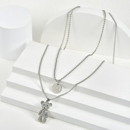 Wholesale stainless steel bear necklace JDC-NE-YinX021 NECKLACE 伊杏 Wholesale Jewelry JoyasDeChina Joyas De China