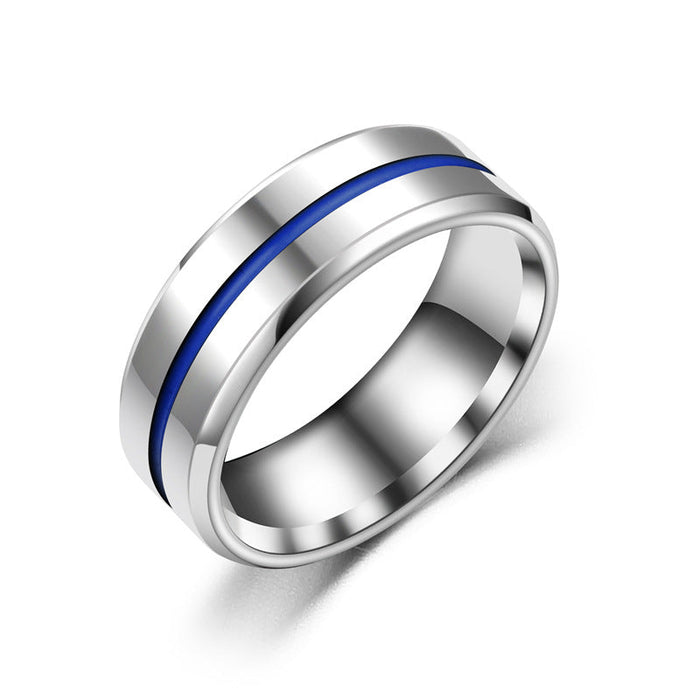 Wholesale Stainless Steel Blue Wire Ring JDC-RS-TS033 Rings 腾穗 Steel blue 6# Wholesale Jewelry JoyasDeChina Joyas De China