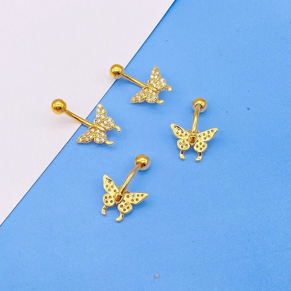 Wholesale stainless steel butterfly belly zircon umbilical nails JDC-UN-Chengy004 Piercings 辰亚 Wholesale Jewelry JoyasDeChina Joyas De China