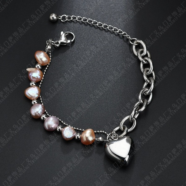 Bulk Jewelry Wholesale stainless steel colorful beads heart-shaped bracelet JDC-ST-L013 Wholesale factory from China YIWU China