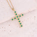 Wholesale Stainless Steel Copper Micro Inlaid Zircon Cross Pendant Necklace JDC-NE-Bingm015 necklaces 冰萌 2# green Wholesale Jewelry JoyasDeChina Joyas De China