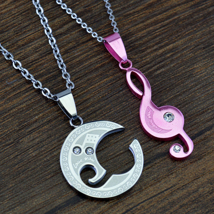 Wholesale Stainless Steel Couple Necklaces JDC-NE-LinZ022 Necklaces 凌兆 pink Wholesale Jewelry JoyasDeChina Joyas De China