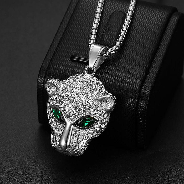 Wholesale stainless steel diamond leopard head necklace JDC-NE-FY011 Necklaces 福友 Steel color single pendant Wholesale Jewelry JoyasDeChina Joyas De China