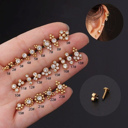 Wholesale stainless steel diamond pierced earrings MOQ≥2 JDC-ES-HengS004 Piercings 亨森 Wholesale Jewelry JoyasDeChina Joyas De China