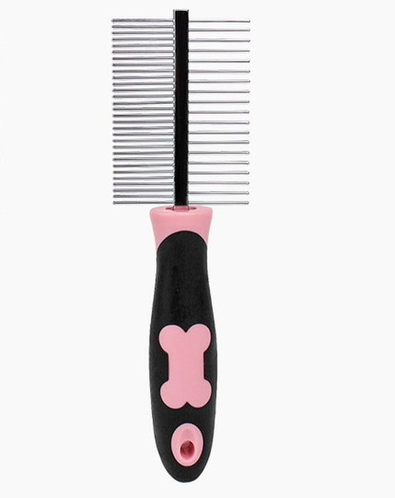 Wholesale stainless steel double-sided comb pet grooming pack of 2 JDC-PG-WQ011 Pet Grooming 万奇 Double-sided MINIMUM 2 pink Wholesale Jewelry JoyasDeChina Joyas De China