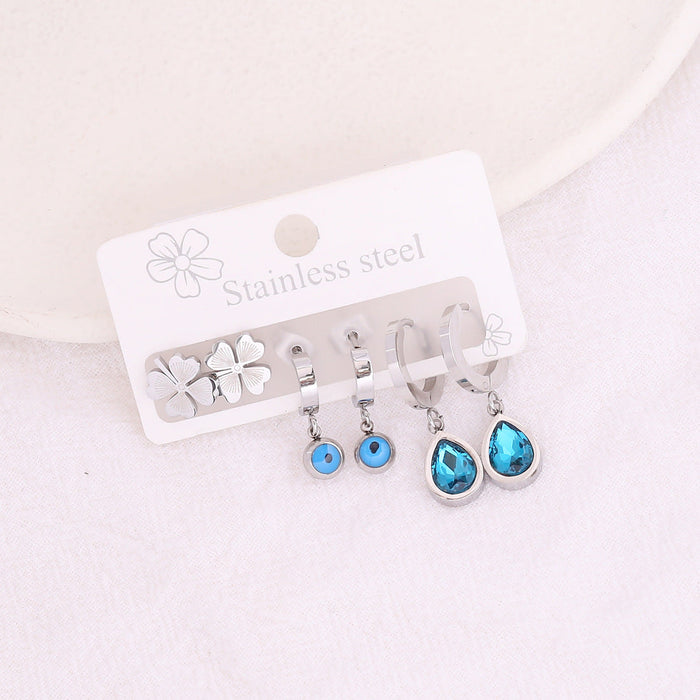 Wholesale stainless steel eye drop Zircon Earrings JDC-ES-Bingm002 Earrings 冰萌 1# Wholesale Jewelry JoyasDeChina Joyas De China
