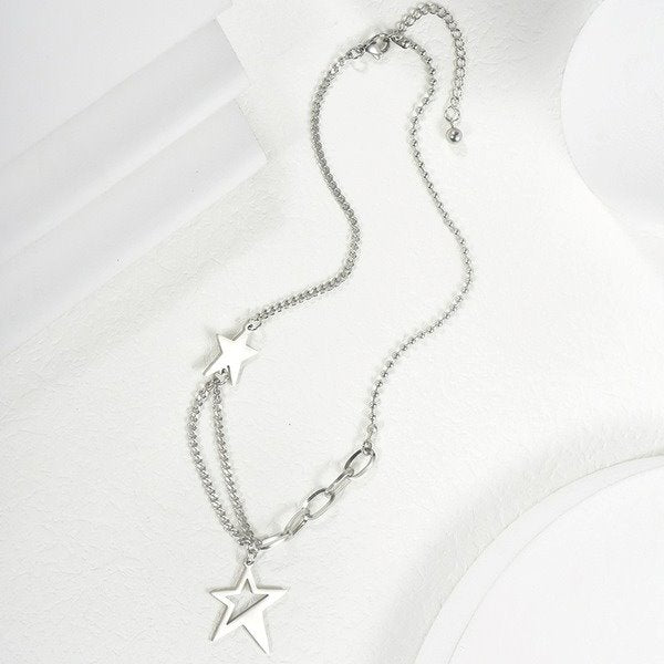 Wholesale stainless steel five-pointed star necklace JDC-NE-YinX020 NECKLACE 伊杏 Wholesale Jewelry JoyasDeChina Joyas De China