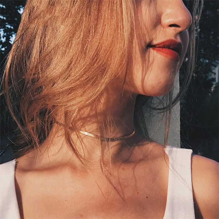 Wholesale stainless steel flat Snake Chain Necklaces JDC-NE-GSTF011 necklaces 丰拓 Wholesale Jewelry JoyasDeChina Joyas De China