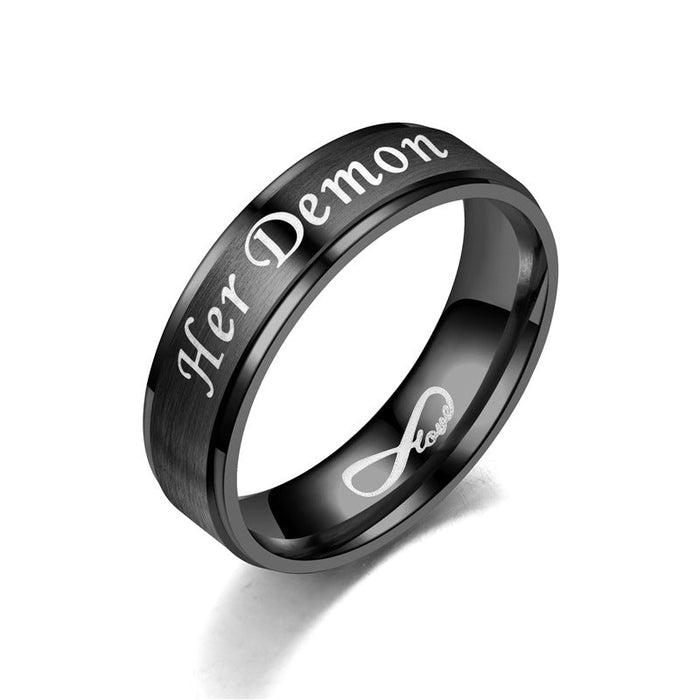 Wholesale stainless steel gold and black LOVE ring JDC-RS-TS073 Rings 腾穗 black 5# Wholesale Jewelry JoyasDeChina Joyas De China