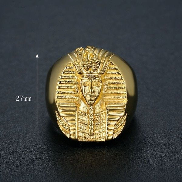Wholesale Stainless Steel Gold Plated Egyptian Pharaoh Men's Ring JDC-MRS-FY002 Rings 福友 Wholesale Jewelry JoyasDeChina Joyas De China