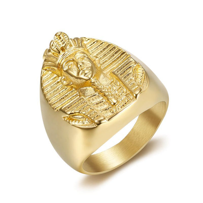 Wholesale Stainless Steel Gold Plated Egyptian Pharaoh Men's Ring JDC-MRS-FY002 Rings 福友 gold US size 7 Wholesale Jewelry JoyasDeChina Joyas De China