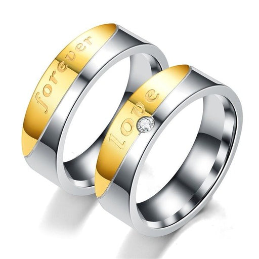 Wholesale Stainless steel golden couple ring JDC-RS-TS035 Rings 腾穗 Wholesale Jewelry JoyasDeChina Joyas De China