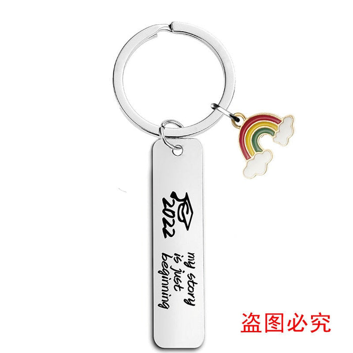 Wholesale Stainless Steel Graduation Season Gift Rainbow Metal Keychain JDC-KC-GangGu016 Keychains 钢古 Wholesale Jewelry JoyasDeChina Joyas De China