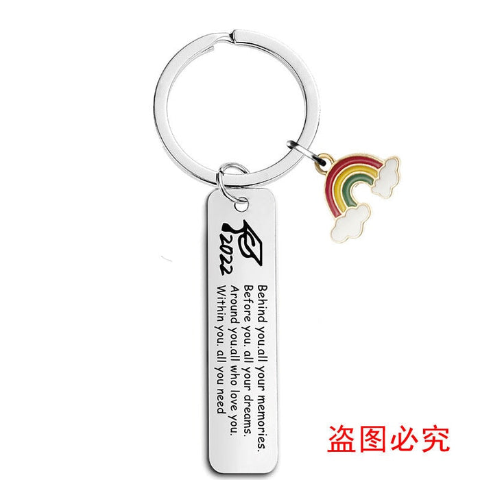Wholesale Stainless Steel Graduation Season Gift Rainbow Metal Keychain JDC-KC-GangGu016 Keychains 钢古 Wholesale Jewelry JoyasDeChina Joyas De China