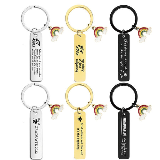 Wholesale Stainless Steel Graduation Season Gift Rainbow Metal Keychain JDC-KC-GangGu016 Keychains 钢古 Wholesale Jewelry JoyasDeChina Joyas De China