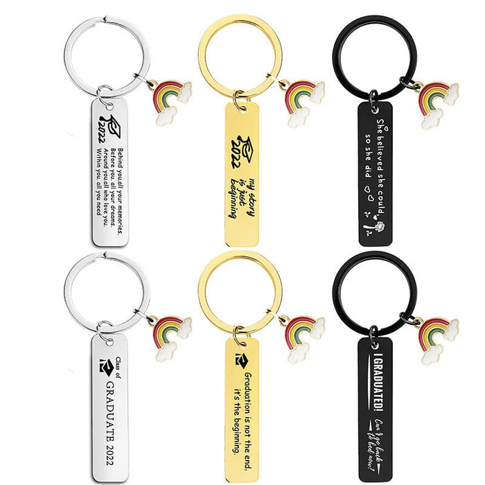 Wholesale Stainless Steel Graduation Season Gift Rainbow Metal Keychain JDC-KC-GangGu016 Keychains 钢古 Wholesale Jewelry JoyasDeChina Joyas De China