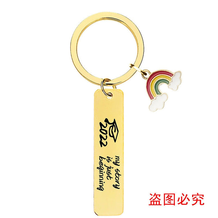 Wholesale Stainless Steel Graduation Season Gift Rainbow Metal Keychain JDC-KC-GangGu016 Keychains 钢古 Wholesale Jewelry JoyasDeChina Joyas De China