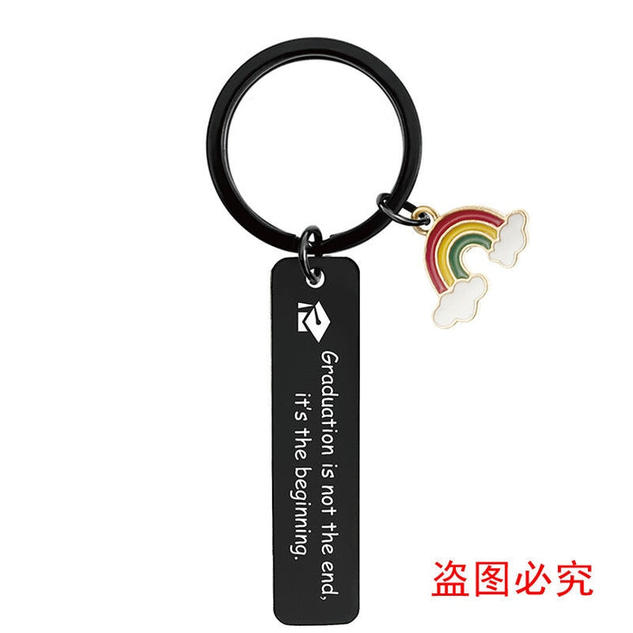 Wholesale Stainless Steel Graduation Season Gift Rainbow Metal Keychain JDC-KC-GangGu016 Keychains 钢古 CHF013 black Wholesale Jewelry JoyasDeChina Joyas De China