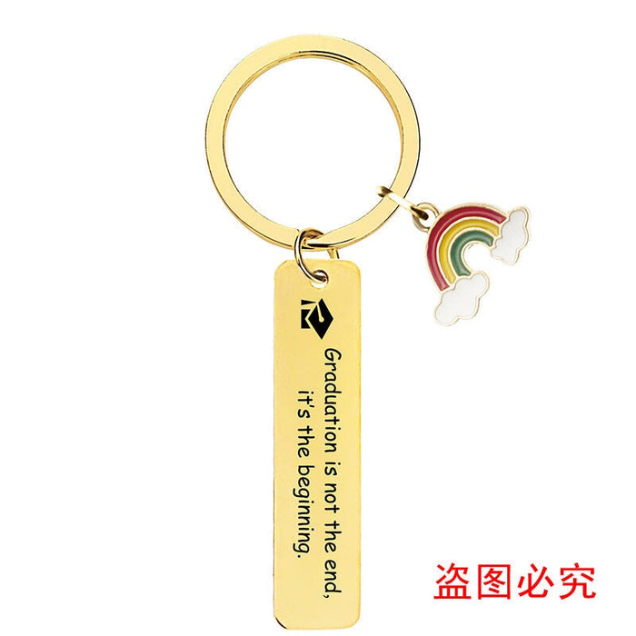 Wholesale Stainless Steel Graduation Season Gift Rainbow Metal Keychain JDC-KC-GangGu016 Keychains 钢古 CHF013 gold Wholesale Jewelry JoyasDeChina Joyas De China