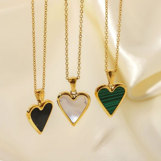 Wholesale Stainless Steel Green/Black Love Necklace JDC-NE-JD290 necklaces JoyasDeChina Wholesale Jewelry JoyasDeChina Joyas De China