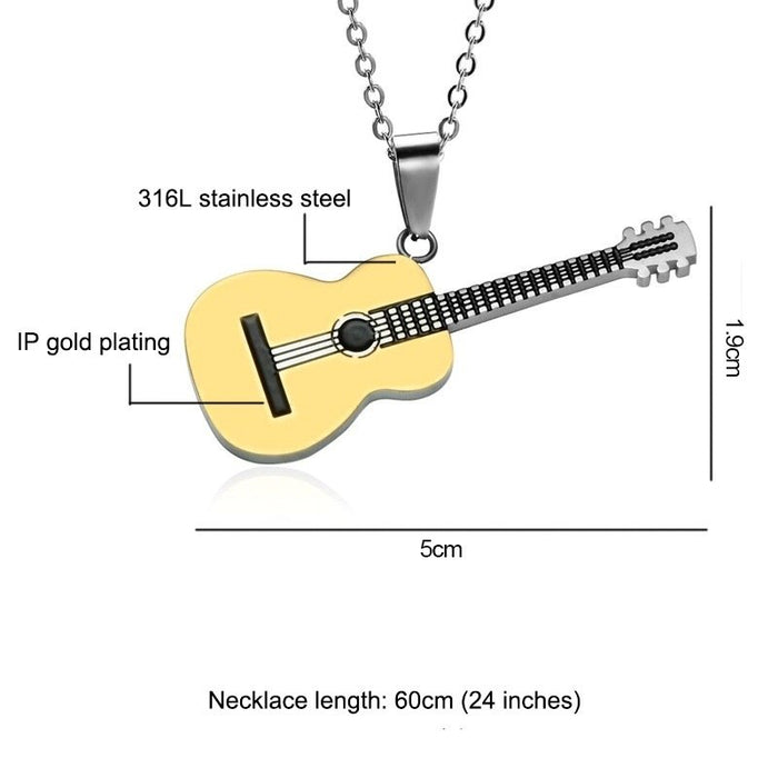 Wholesale Stainless Steel Guitar Pendant Necklaces JDC-NE-WenT001 Necklaces 润涛 gold Wholesale Jewelry JoyasDeChina Joyas De China