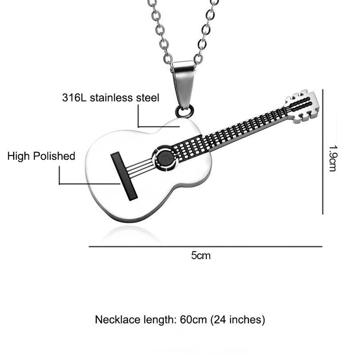 Wholesale Stainless Steel Guitar Pendant Necklaces JDC-NE-WenT001 Necklaces 润涛 white Wholesale Jewelry JoyasDeChina Joyas De China