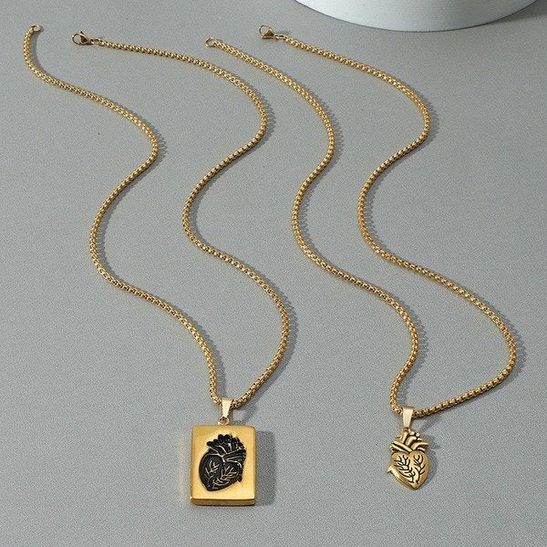 Wholesale stainless steel heart couple necklace JDC-NE-ChenH001 Necklaces 宸翰 Wholesale Jewelry JoyasDeChina Joyas De China