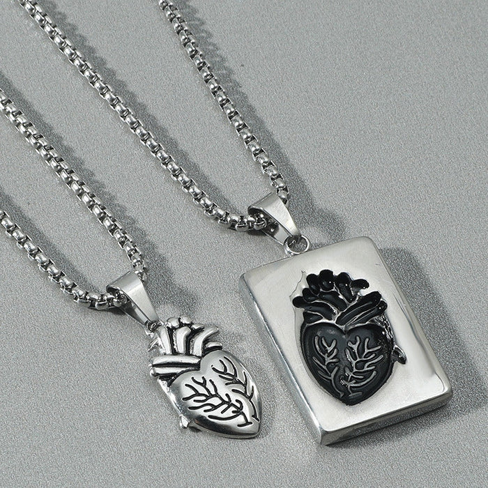 Wholesale stainless steel heart couple necklace JDC-NE-ChenH001 Necklaces 宸翰 silver A pair Wholesale Jewelry JoyasDeChina Joyas De China