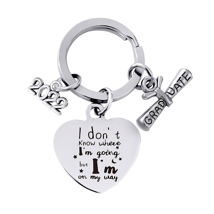 Wholesale Stainless Steel Heart Shape Graduation Season Gift Metal Keychain JDC-KC-GangGu018 Keychains 钢古 Wholesale Jewelry JoyasDeChina Joyas De China