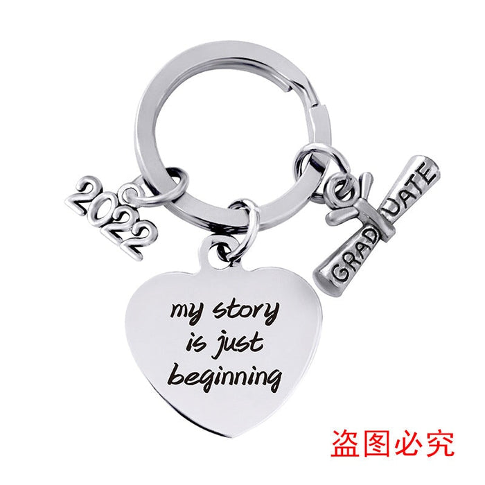 Wholesale Stainless Steel Heart Shape Graduation Season Gift Metal Keychain JDC-KC-GangGu018 Keychains 钢古 2022BYX002 Wholesale Jewelry JoyasDeChina Joyas De China