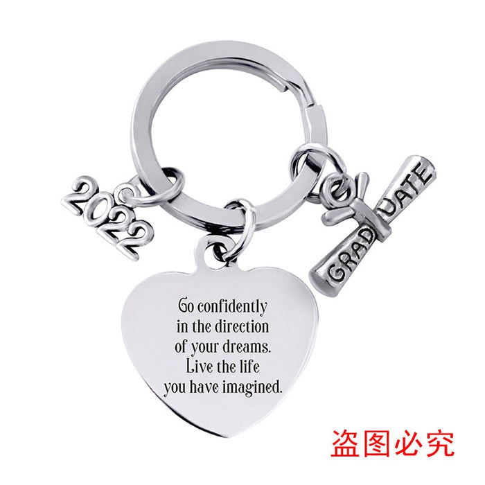 Wholesale Stainless Steel Heart Shape Graduation Season Gift Metal Keychain JDC-KC-GangGu018 Keychains 钢古 2022BYX009 Wholesale Jewelry JoyasDeChina Joyas De China