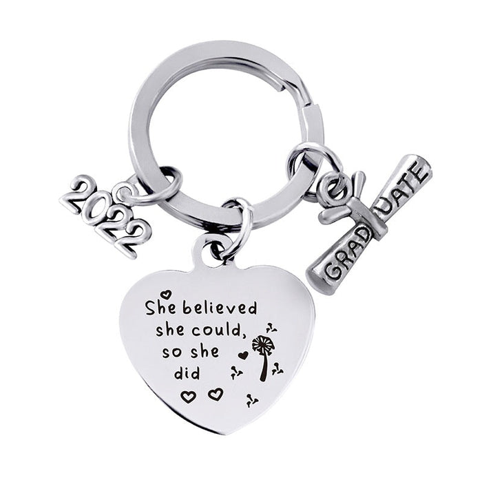 Wholesale Stainless Steel Heart Shape Graduation Season Gift Metal Keychain JDC-KC-GangGu018 Keychains 钢古 Wholesale Jewelry JoyasDeChina Joyas De China