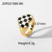 Wholesale Stainless Steel Heart-shaped Checkerboard Rings JDC-RS-JD063 Rings JoyasDeChina JDR201566-BK NO.6 Wholesale Jewelry JoyasDeChina Joyas De China