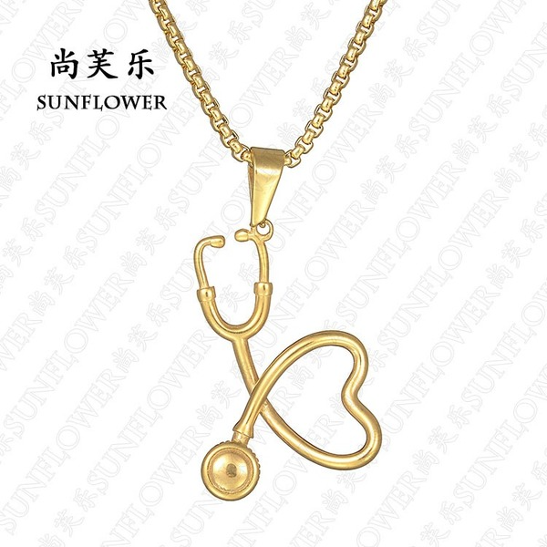 Wholesale stainless steel heart-shaped stethoscope Doctor necklace JDC-NE-GSSFL013 necklaces JoyasDeChina Wholesale Jewelry JoyasDeChina Joyas De China