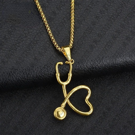 Wholesale stainless steel heart-shaped stethoscope Doctor necklace JDC-NE-GSSFL013 necklaces JoyasDeChina Wholesale Jewelry JoyasDeChina Joyas De China
