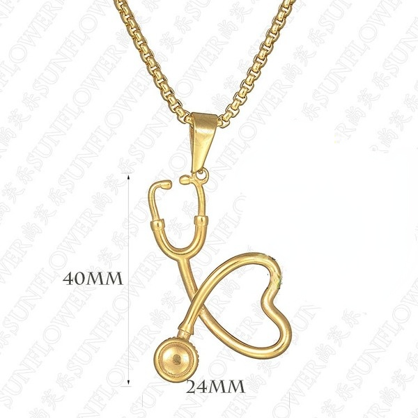 Wholesale stainless steel heart-shaped stethoscope Doctor necklace JDC-NE-GSSFL013 necklaces JoyasDeChina N02 Wholesale Jewelry JoyasDeChina Joyas De China