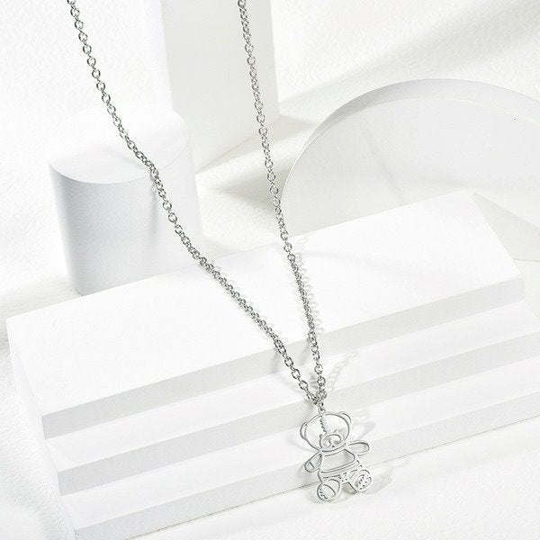 Wholesale stainless steel hollow bear necklace JDC-NE-YinX014 NECKLACE 伊杏 Wholesale Jewelry JoyasDeChina Joyas De China