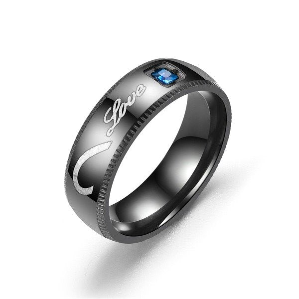 Wholesale Stainless steel inlaid sapphire ring JDC-RS-TS042 Rings 腾穗 black6# Wholesale Jewelry JoyasDeChina Joyas De China