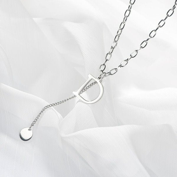 Wholesale stainless steel letter D necklace JDC-NE-YinX050 NECKLACE 伊杏 Wholesale Jewelry JoyasDeChina Joyas De China