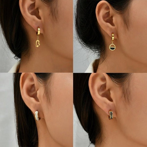 Wholesale stainless steel letter Earrings JDC-ES-MiMeng007 Earrings 米萌 Wholesale Jewelry JoyasDeChina Joyas De China