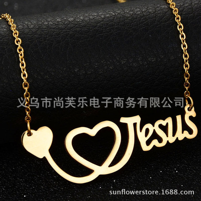 Wholesale stainless steel letter heart shaped Doctor necklace JDC-NE-GSSFL014 necklaces JoyasDeChina golden Wholesale Jewelry JoyasDeChina Joyas De China