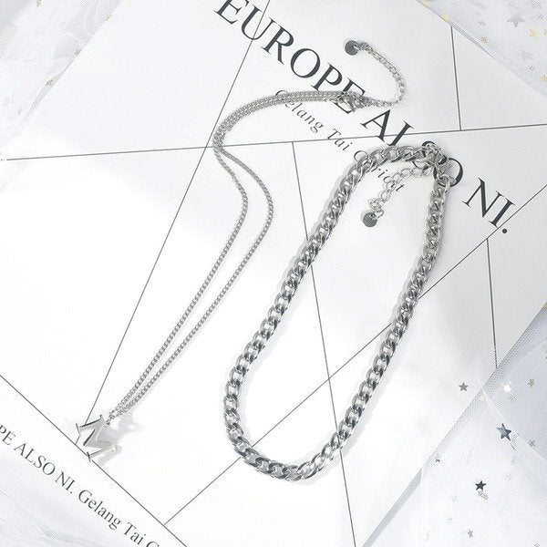 Wholesale stainless steel letter M necklace JDC-NE-YinX048 NECKLACE 伊杏 Wholesale Jewelry JoyasDeChina Joyas De China