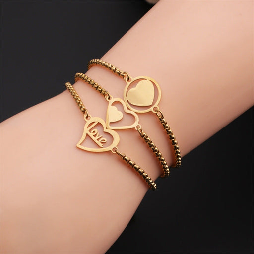 Wholesale stainless steel love heart adjustable bracelet JDC-BT-ChanX002 Bracelet 昌鑫 Wholesale Jewelry JoyasDeChina Joyas De China