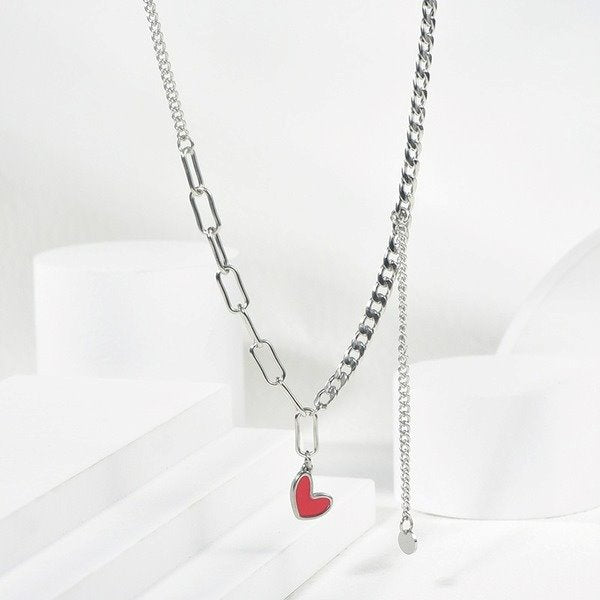 Wholesale stainless steel love red necklace JDC-NE-YinX025 NECKLACE 伊杏 Wholesale Jewelry JoyasDeChina Joyas De China