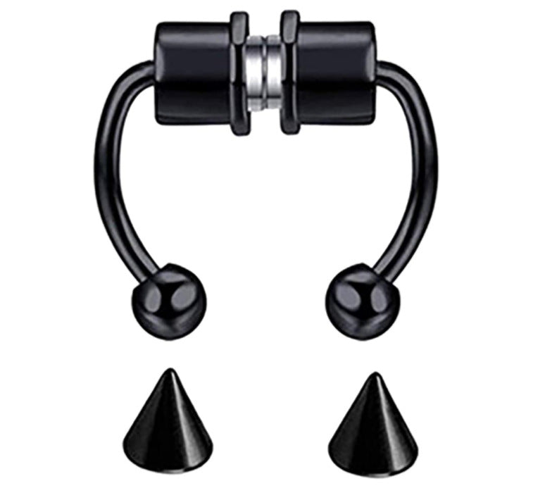 Wholesale stainless steel magnet nose ring JDC-NS-Fanp001 Piercings 梵佩 black Wholesale Jewelry JoyasDeChina Joyas De China