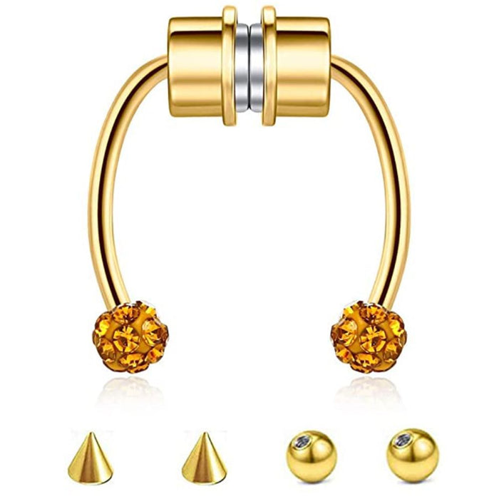 Wholesale stainless steel magnet nose ring JDC-NS-Fanp003 Piercings 梵佩 gold Wholesale Jewelry JoyasDeChina Joyas De China